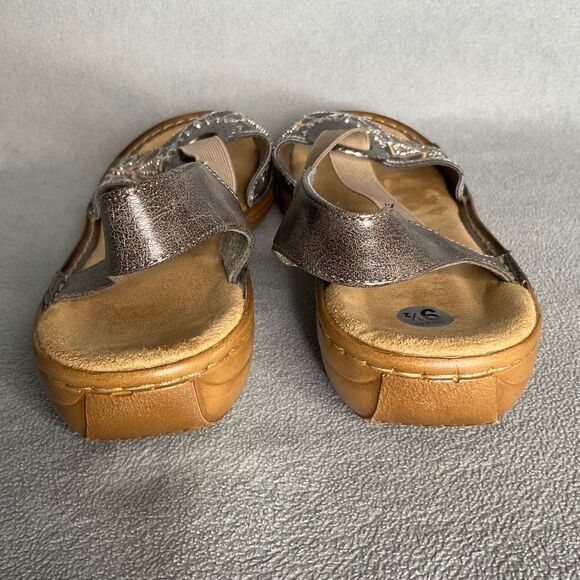 Women's Rieker Regina Sandals‎ Metal Embellishments Slip On Size 41/ US 9,5 Gray - Picture 3 of 11